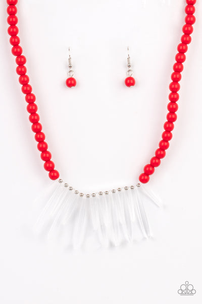 Icy Intimidation - Red Necklace - Paparazzi Accessories