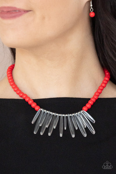 Icy Intimidation - Red Necklace - Paparazzi Accessories
