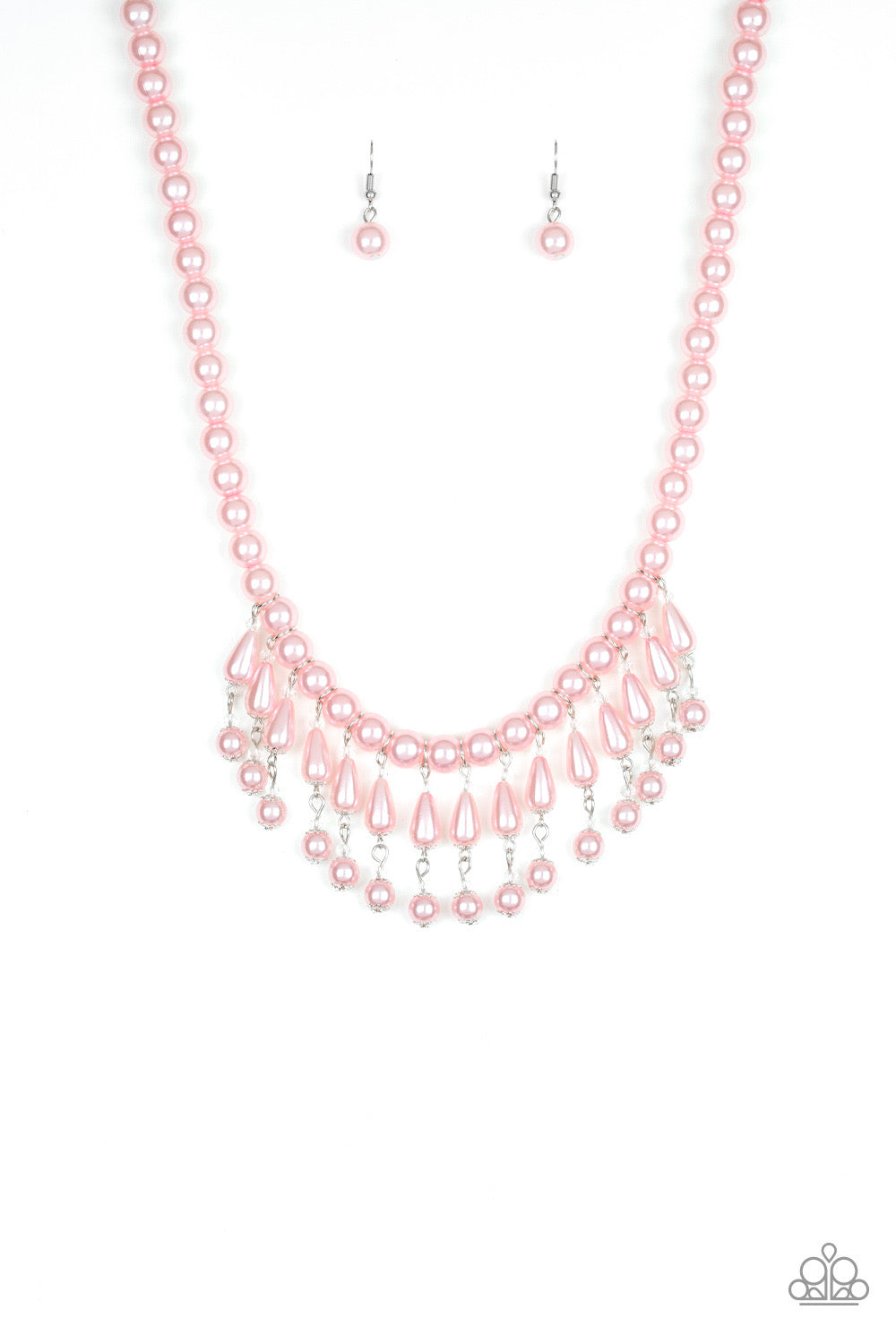 Paparazzi Miss Majestic Pearl Fringe Necklace - Pink