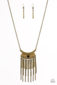 Take Zen - Brass Fringe Necklace- Paparazzi Accessories