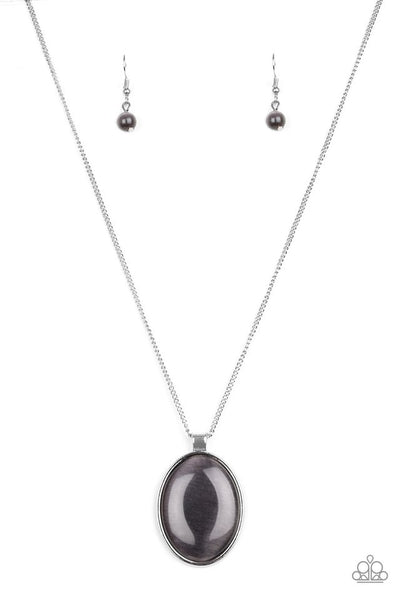 Pretty Poppin' - Silver Moonstone Necklace - Paparazzi Accessories