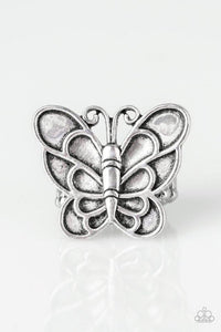Sky High Butterfly - Silver Ring - Paparazzi Accessories