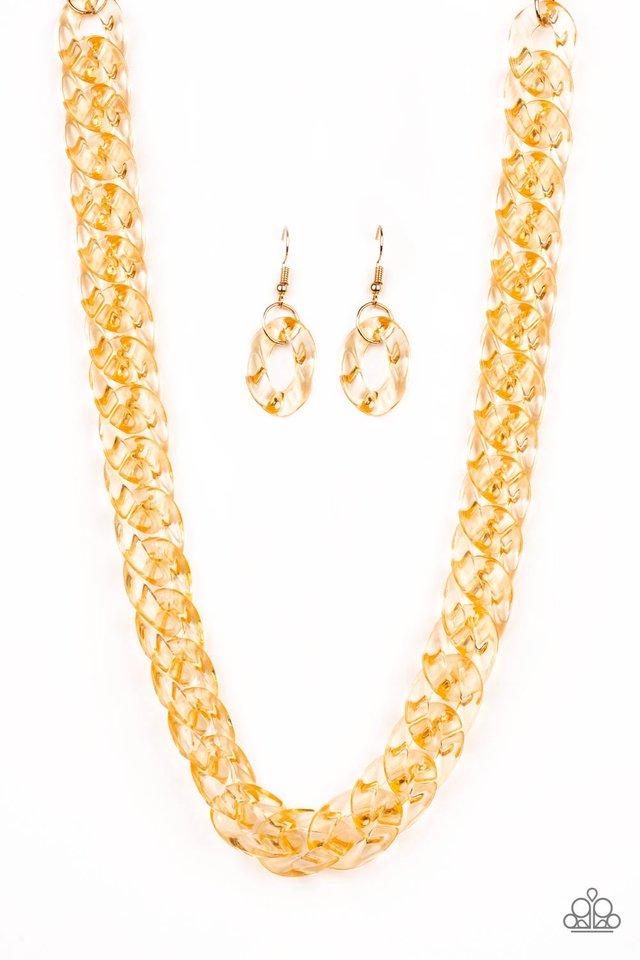 Put It On Ice - Gold Acrylic Necklace - Paparazzi Accessories