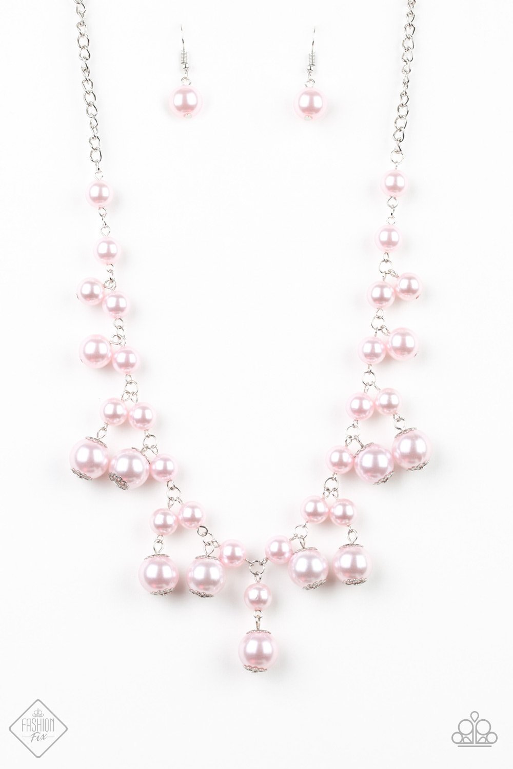 Soon To Be Mrs. - Pink Pearl Fringe Necklace - Paparazzi Accessories
