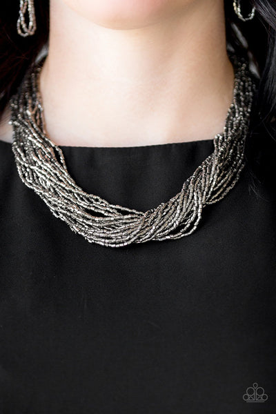 The Speed of STARLIGHT - Gunmetal Seed Bead Necklace - Paparazzi Accessories