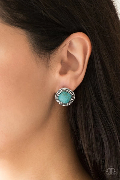 FRONTIER-Runner Blue Earrings - Paparazzi Accessories