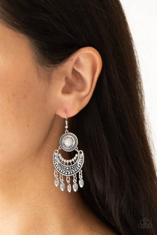 Mantra to Manta - Silver Earrings - Paparazzi Accessories