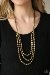 Beaded Beacon - Brass Necklace - Paparazzi Accessories