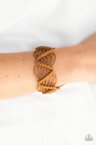 Rise To The Bait - Light Brown Corded Bracelet - Paparazzi Accessories