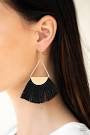 Modern Mayan - Black Fringe Earrings - Paparazzi Accessories