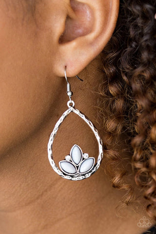 Lotus Laguna - Silver Earrings - Paparazzi Accessories