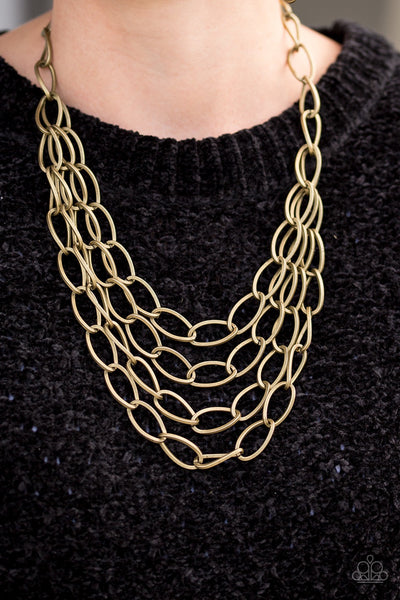 Paparazzi Chain Reaction Necklace-Brass