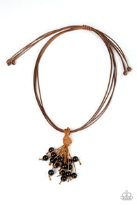 Tassel Trek - Black Beaded Tassel Necklace - Paparazzi Accessories
