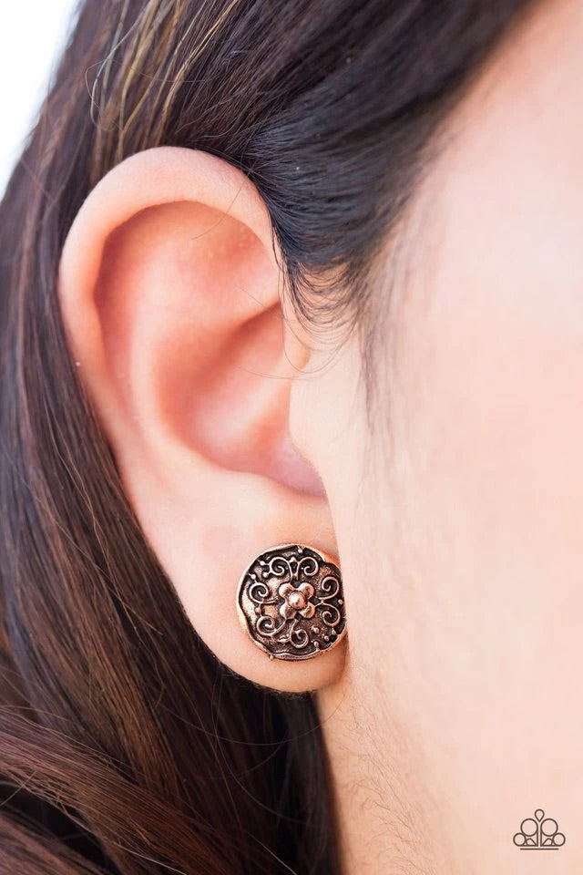 Garden Glee - Copper Post Earrings - Paparazzi Accessories