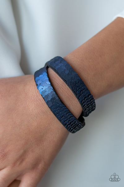 Under The SEQUINS - Blue Urban Bracelet - Paparazzi Accessories