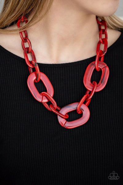 All In-Vincible - Red Acrylic Necklace - Paparazzi Accessories