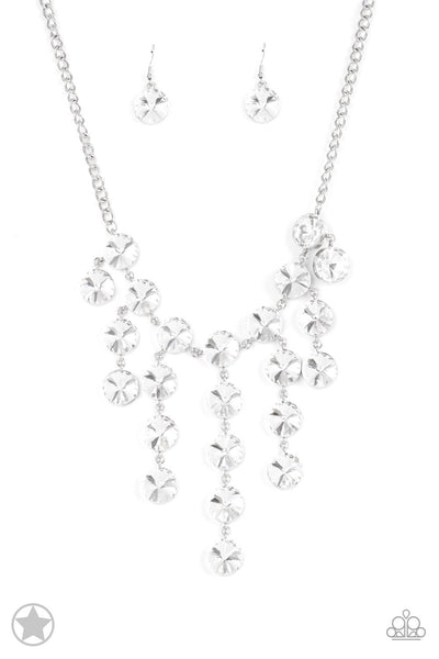 Spotlight Stunner - White Rhinestone Necklace - Paparazzi Accessories