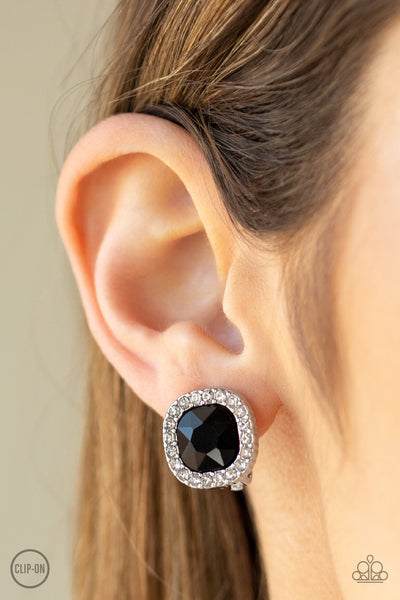 Bling Tastic!- Black Clip-On Earrings - Paparazzi Accessories