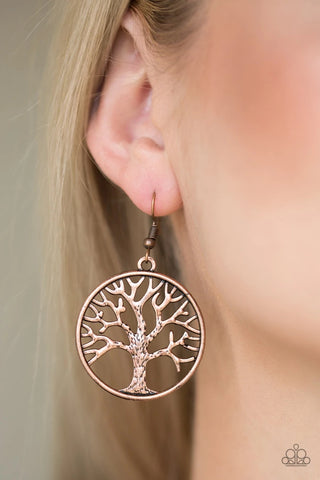 My TREEHOUSE Is Your TREEHOUSE - Copper Earrings - Paparazzi Accessories