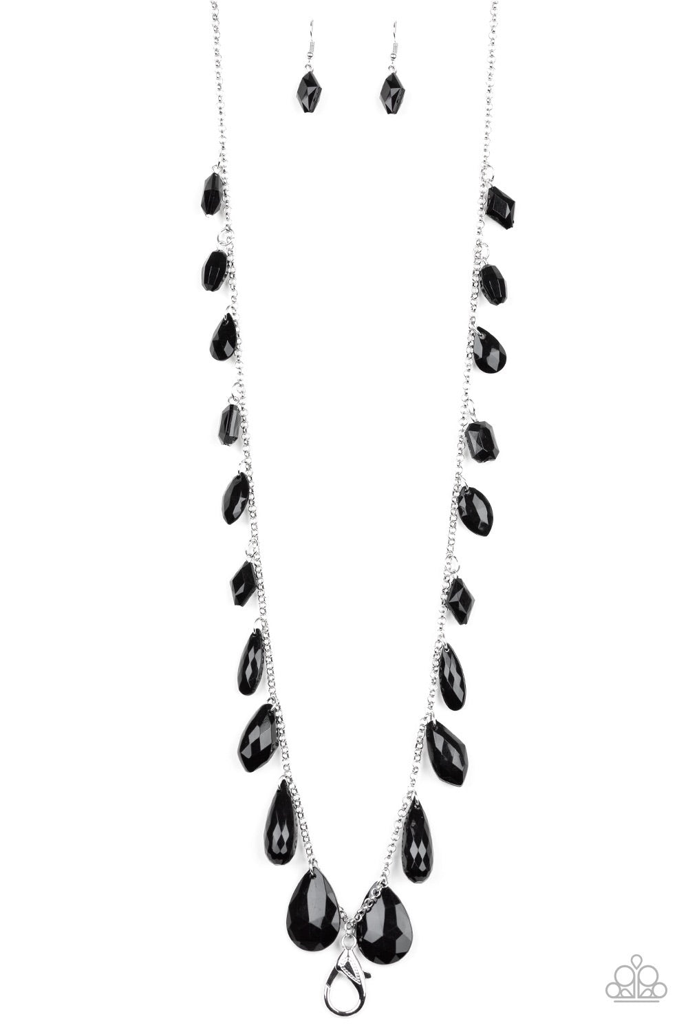 Paparazzi GLOW And Steady Wins The Race Necklace- Black Lanyard