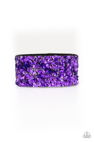 Starry Sequins - Purple Sequin Bracelet - Paparazzi Jewelry