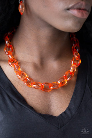 Ice Queen - Orange Necklace - Paparazzi Accessories