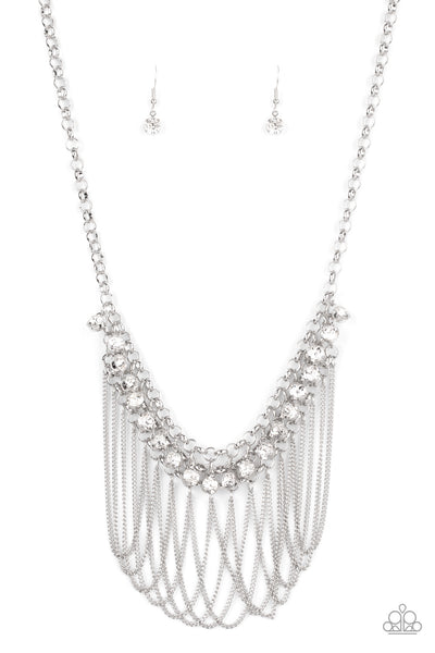 Flaunt Your Fringe - White Necklace - Paparazzi Accessories