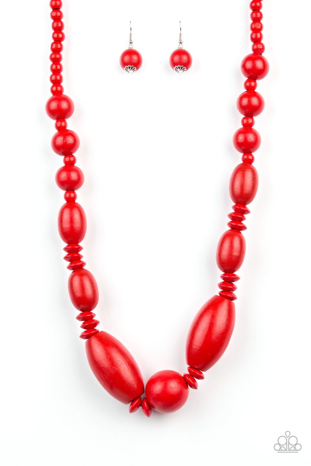 Summer Breezin - Red Wooden Necklace - Paparazzi Accessories
