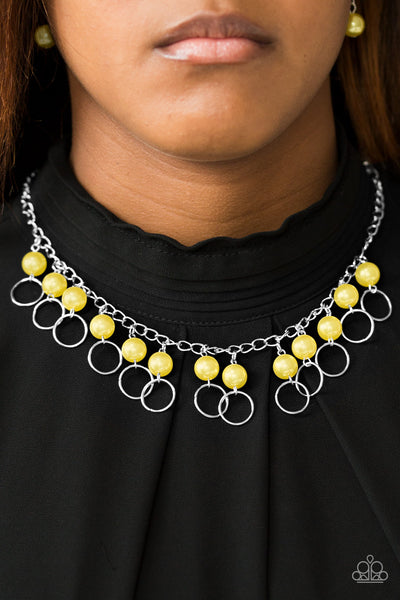 Run The Show - Yellow Pearl Necklace - Paparazzi Accessories