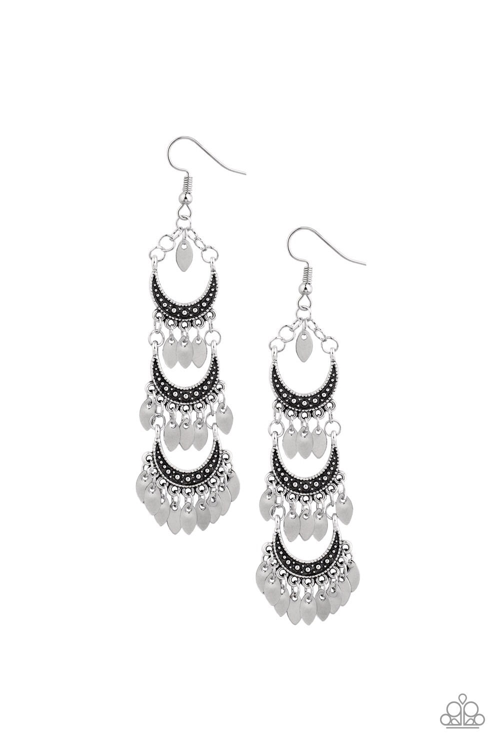Take Your Chime - Silver Fringe Earrings - Paparazzi Accessories