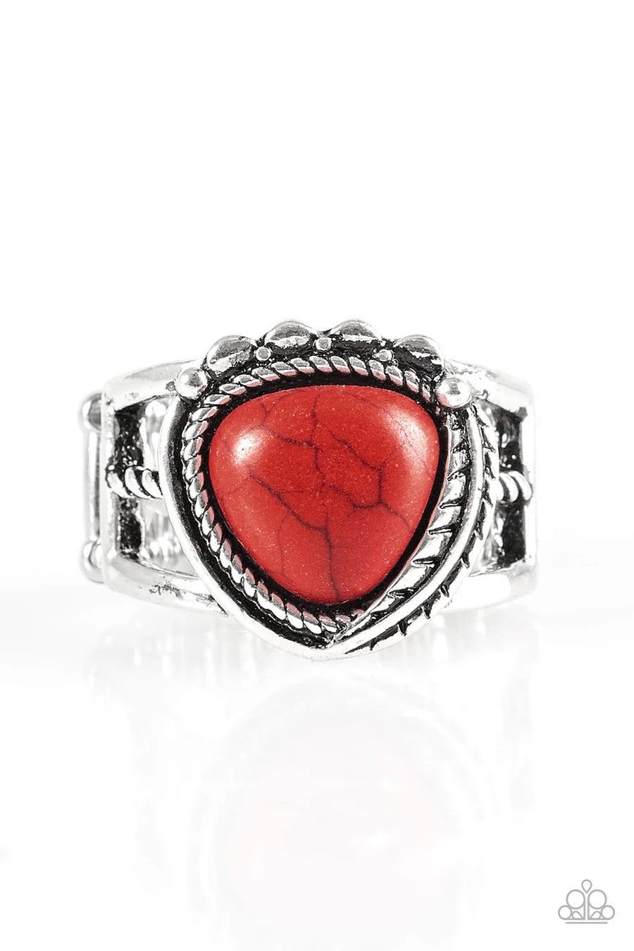 Cliff Climber - Red Stone - Silver Ring - Paparazzi Accessories