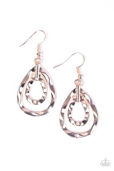 Twinkling Twisters - Rose Gold Earrings - Paparazzi Accessories