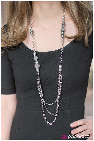 Enmeshed In Elegance - Silver Pearl Necklace - Paparazzi Accessories