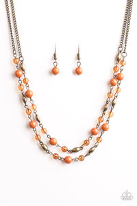 I’ll Always BEAD There - Orange Bead Necklace - Paparazzi Accessories