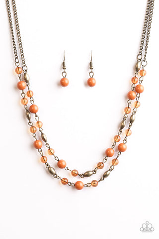 I’ll Always BEAD There - Orange Bead Necklace - Paparazzi Accessories