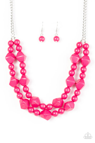 Galapagos Glam - Pink Beaded Necklace - Paparazzi Accessories