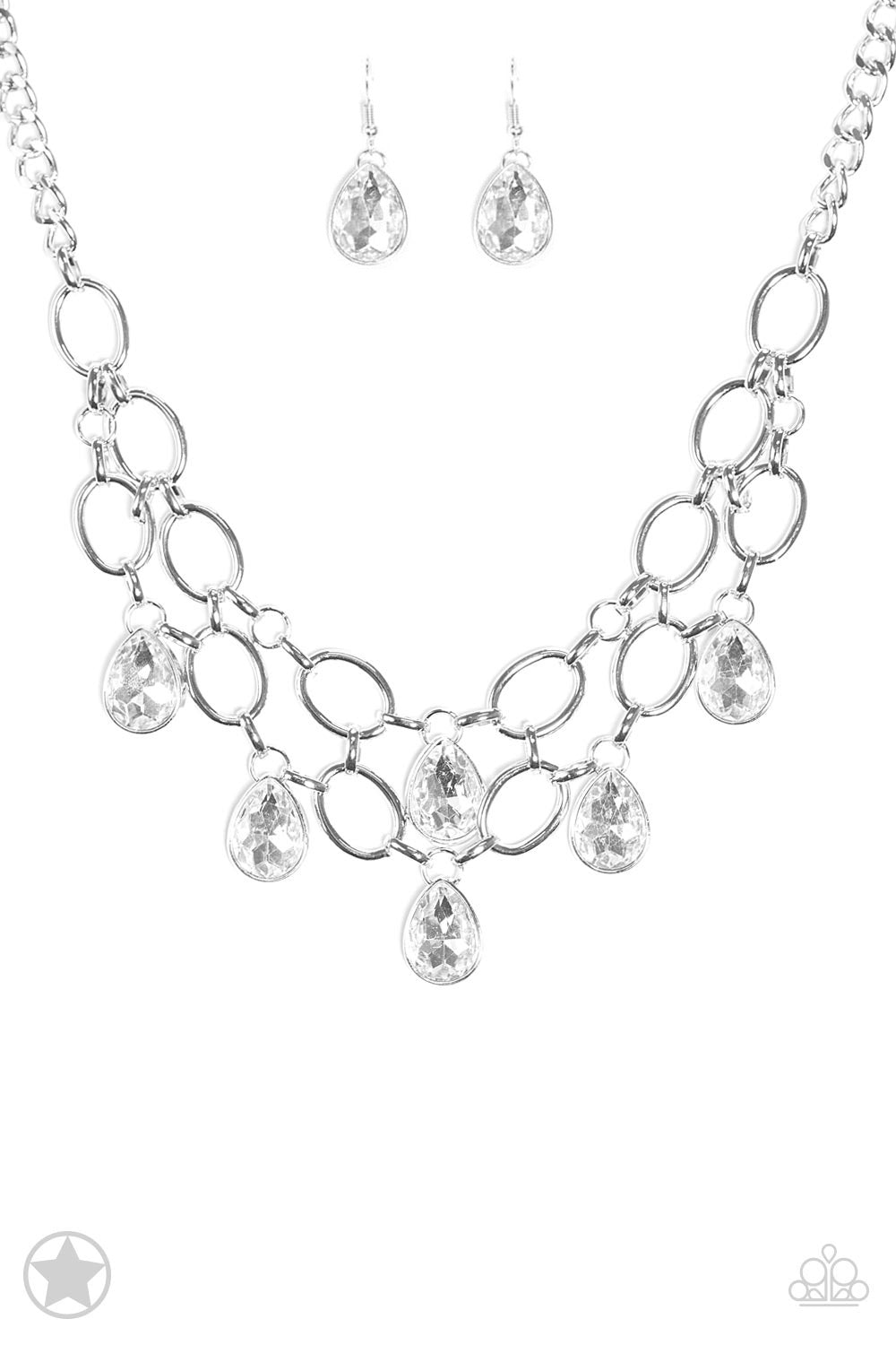 Show-Stopping Shimmer - White Rhinestone Necklace - Paparazzi Accessories