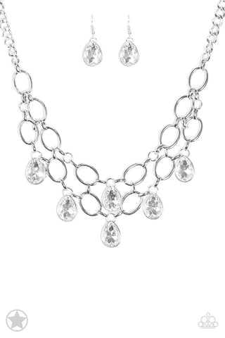 Show-Stopping Shimmer - White Rhinestone Necklace - Paparazzi Accessories