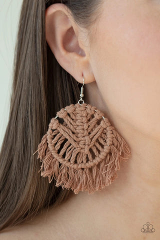 All About MACRAME - Brown Earrings - Paparazzi Accessories
