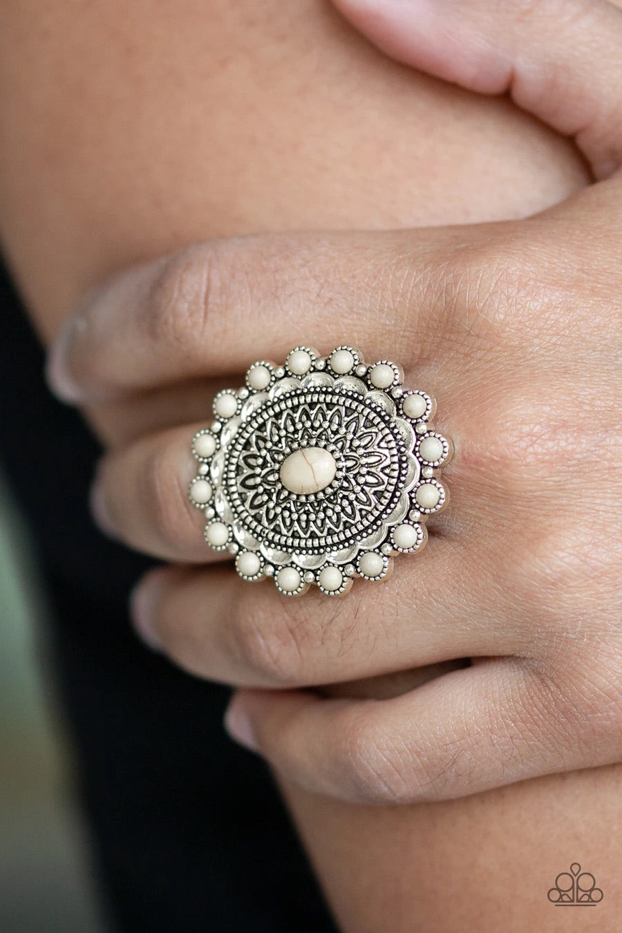 Mesa Mandala - White Ring - Paparazzi Accessories