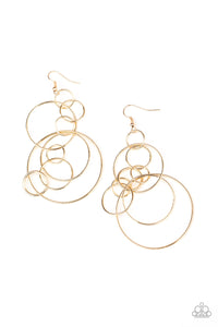 Running Circles Around You - Gold Hoop Earrings - Paparazzi Accessories