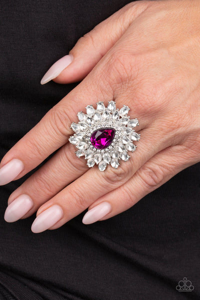 Who’s Counting - Pink Rhinestone Ring - Paparazzi Accessories