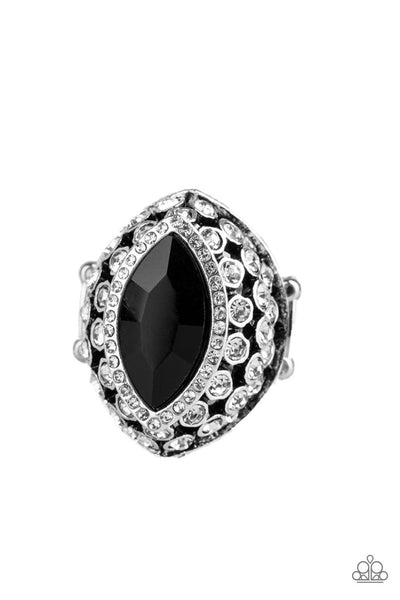 Royal Radiance - Black & White Rhinestone Ring - Paparazzi Accessories
