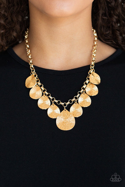 Texture Storm - Gold Necklace - Paparazzi Accessories