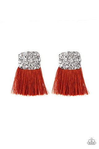 Plume Bloom - Orange Tassel Earrings - Paparazzi Accessories