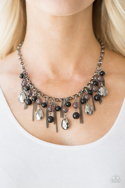 Here Comes The Storm - Black Fringe Necklace - Paparazzi Accessories