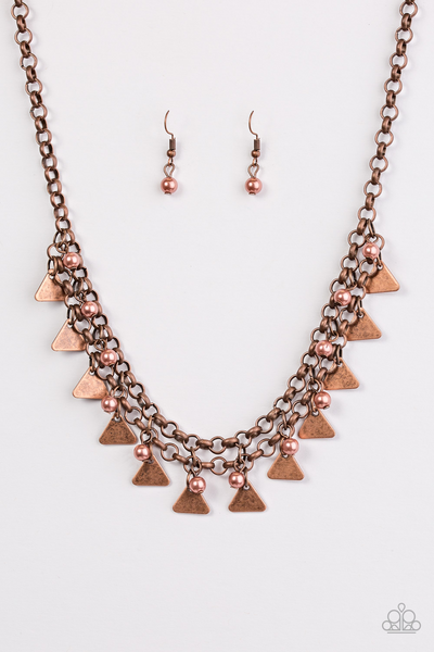Pretty in Pyramids - Copper Necklace - Paparazzi Accessories