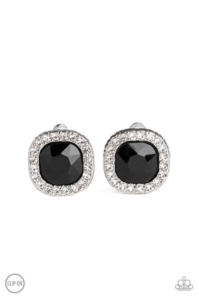 Bling Tastic!- Black Clip-On Earrings - Paparazzi Accessories