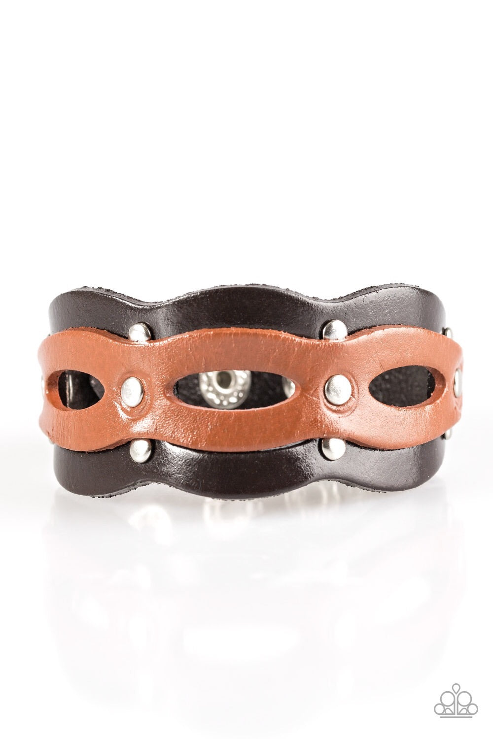 SPURS Of The Moment - Brown Leather Men's Band Bracelet - Paparazzi Accessories