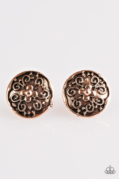 Garden Glee - Copper Post Earrings - Paparazzi Accessories